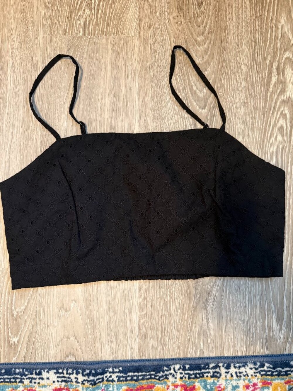 NEW Black Eyelet Top Sz M Banana Republic